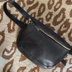 Clare V fanny pak, black perforated leather